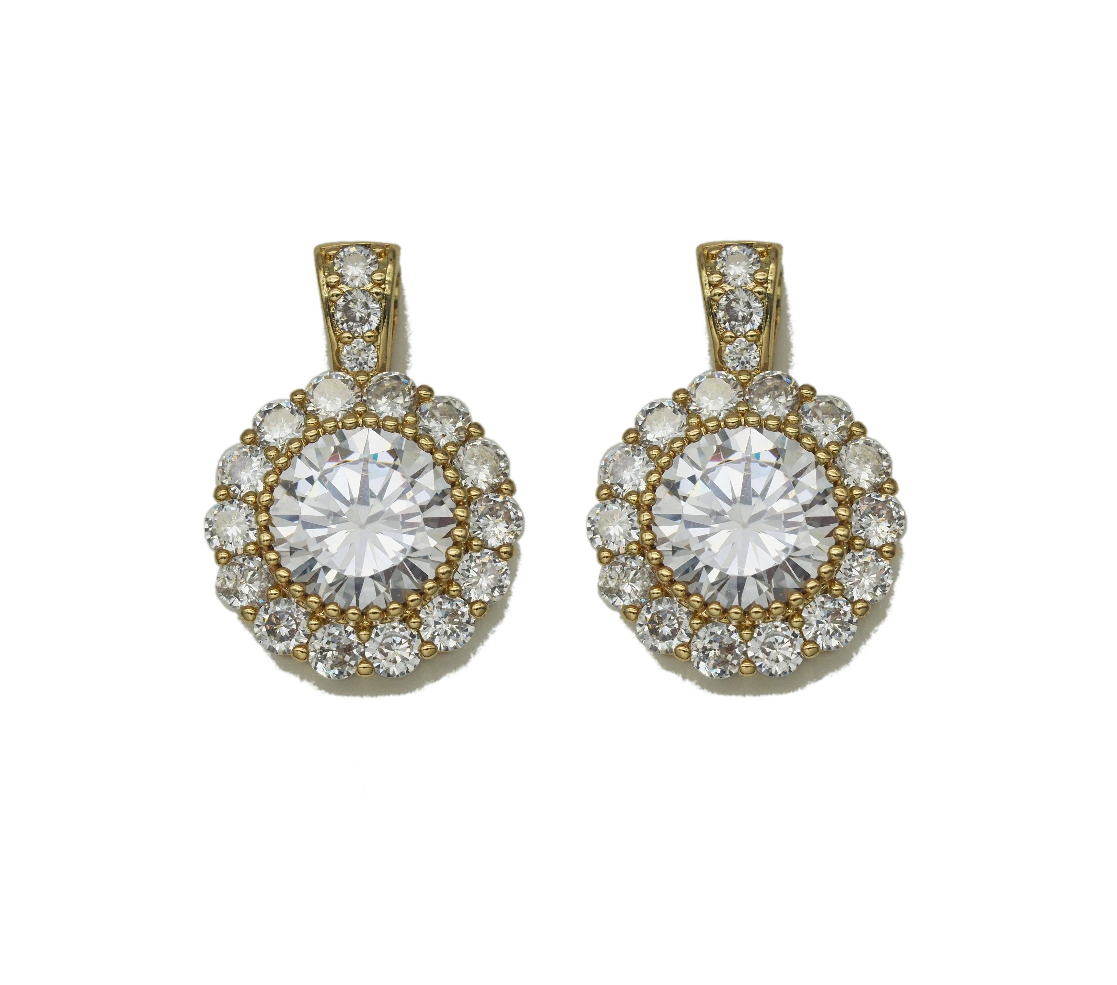 Large Round CZ Flower Charm, Sku#LK664