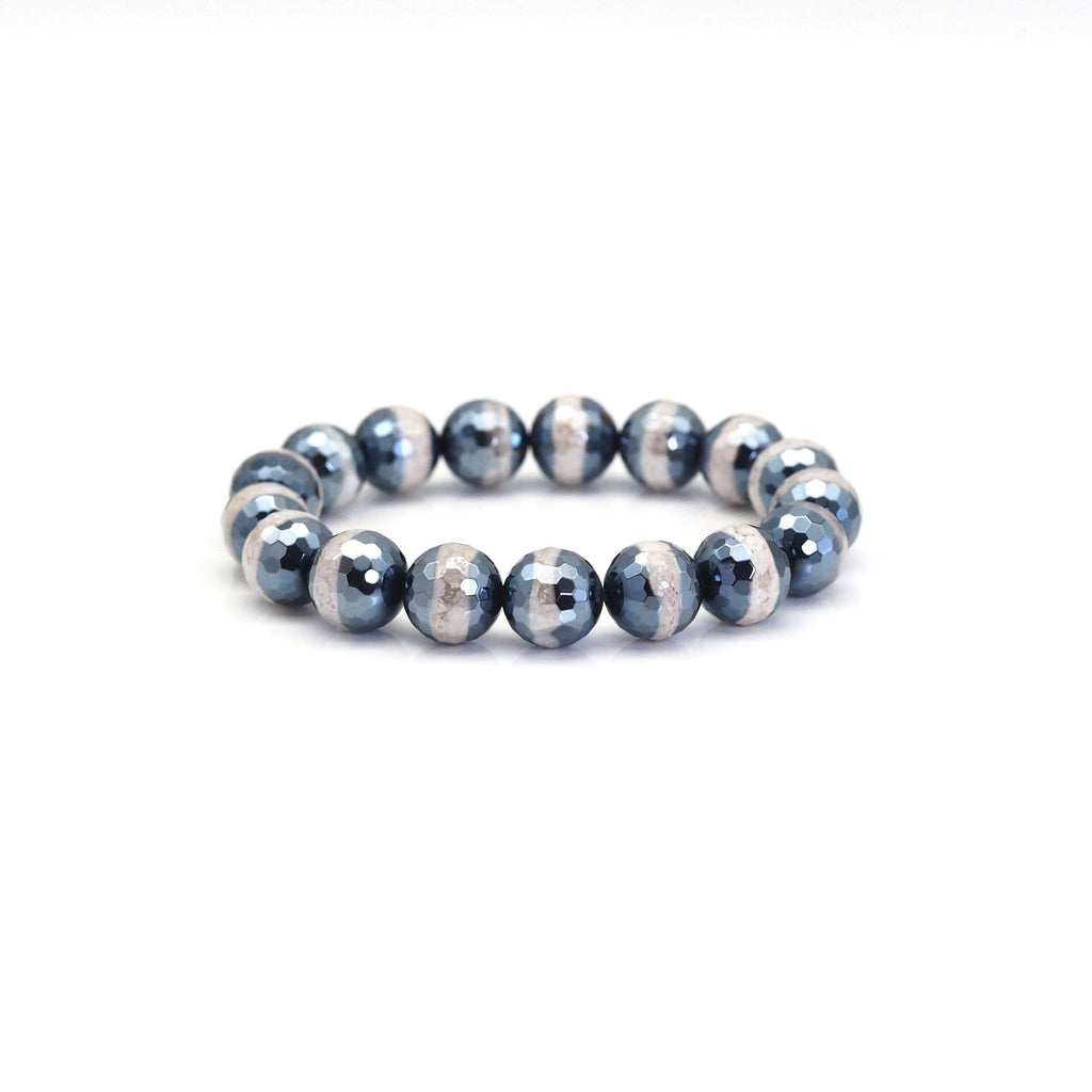 Mystic One Line Tibetan Agate Stretchy Bracelet, Sku#EF429
