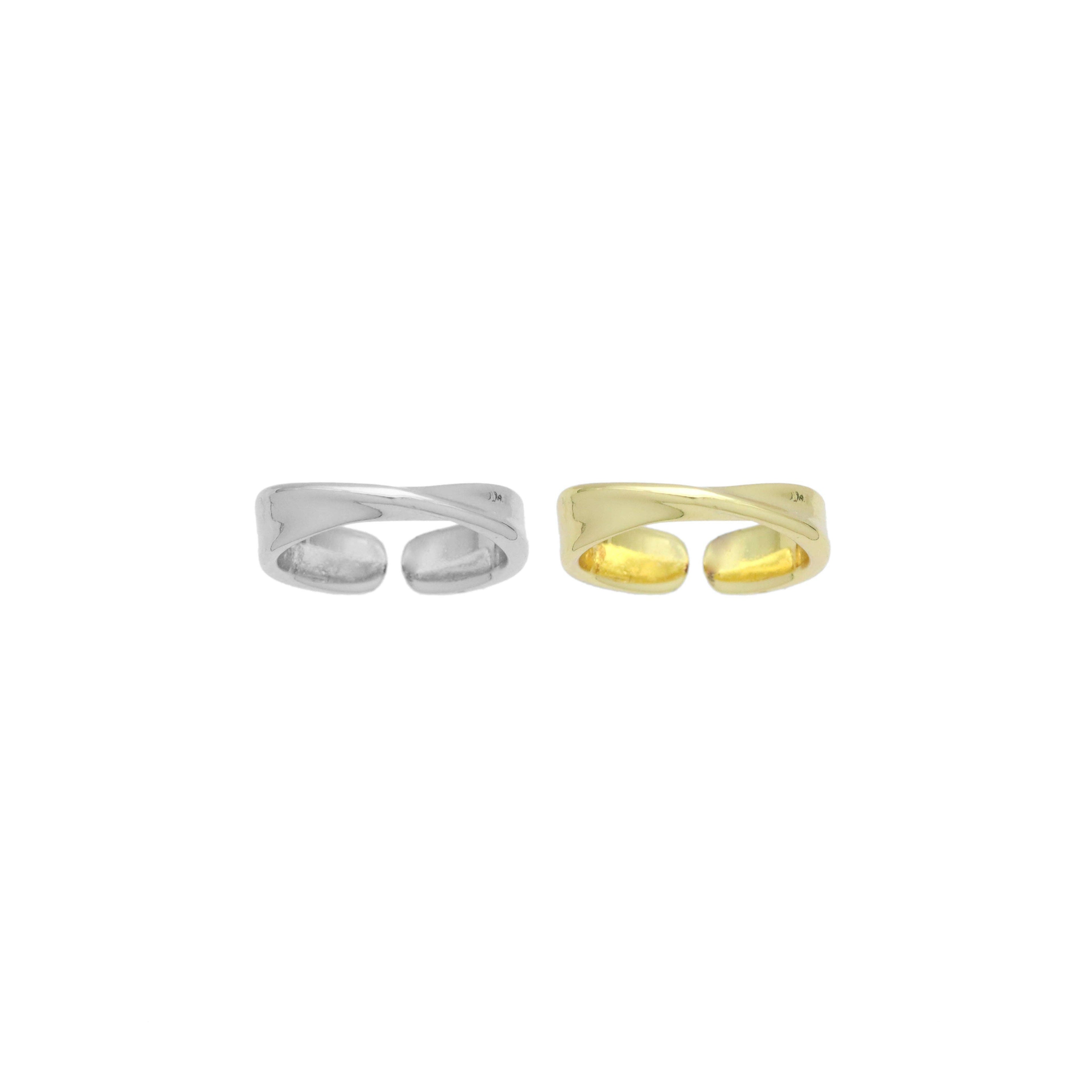 Twisted Knot Gold Silver Adjustable Ring, Sku#A315