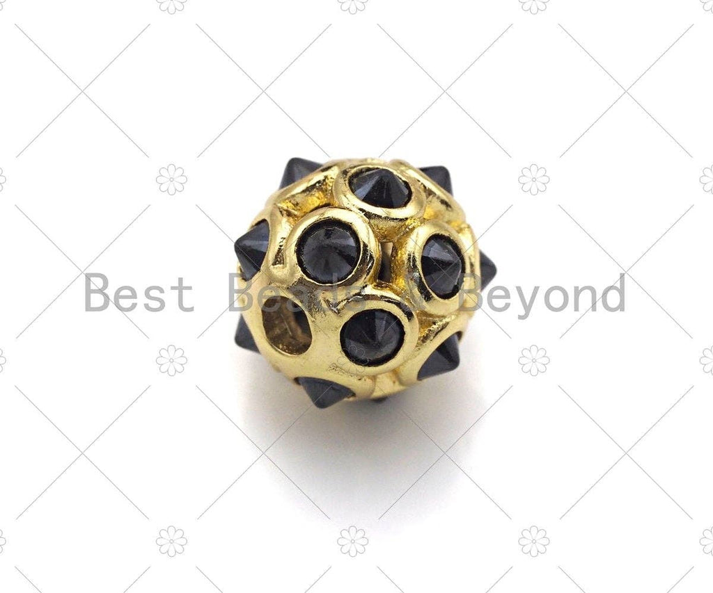 Black CZ Pave Spike Ball beads, 8mm/10mm Pave spacer ball, Men's Jewelry Beads, sku#Y335
