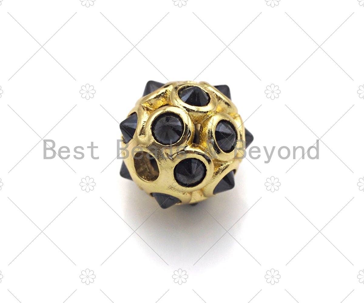 Black CZ Pave Spike Ball beads, 8mm/10mm Pave spacer ball, Men's Jewelry Beads, sku#Y335