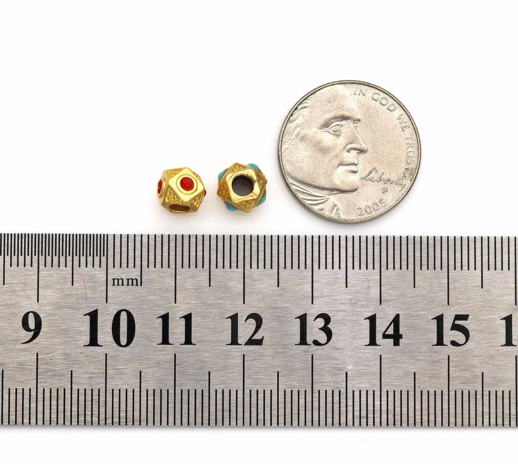 Gold Enamel Polygon Beads, Sku#LX64