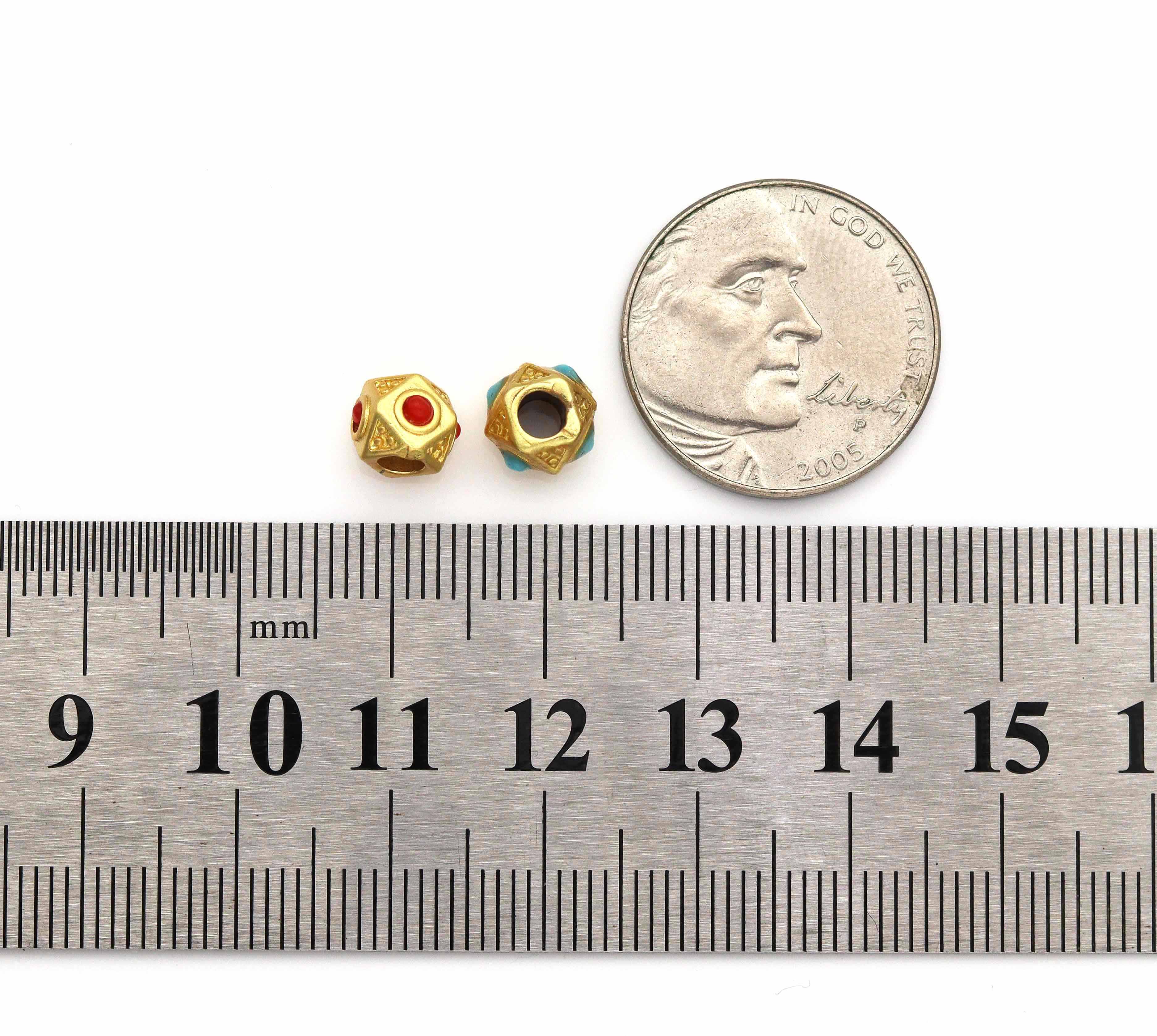 Gold Enamel Polygon Beads, Sku#LX64