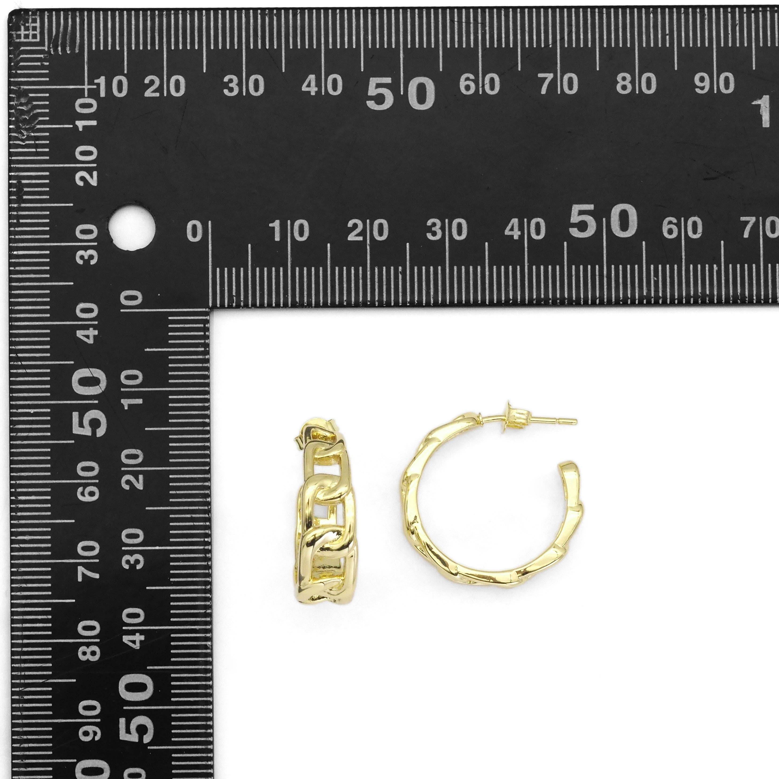 Gold Oval Link Chain Hoop Earrings, Sku#LK842