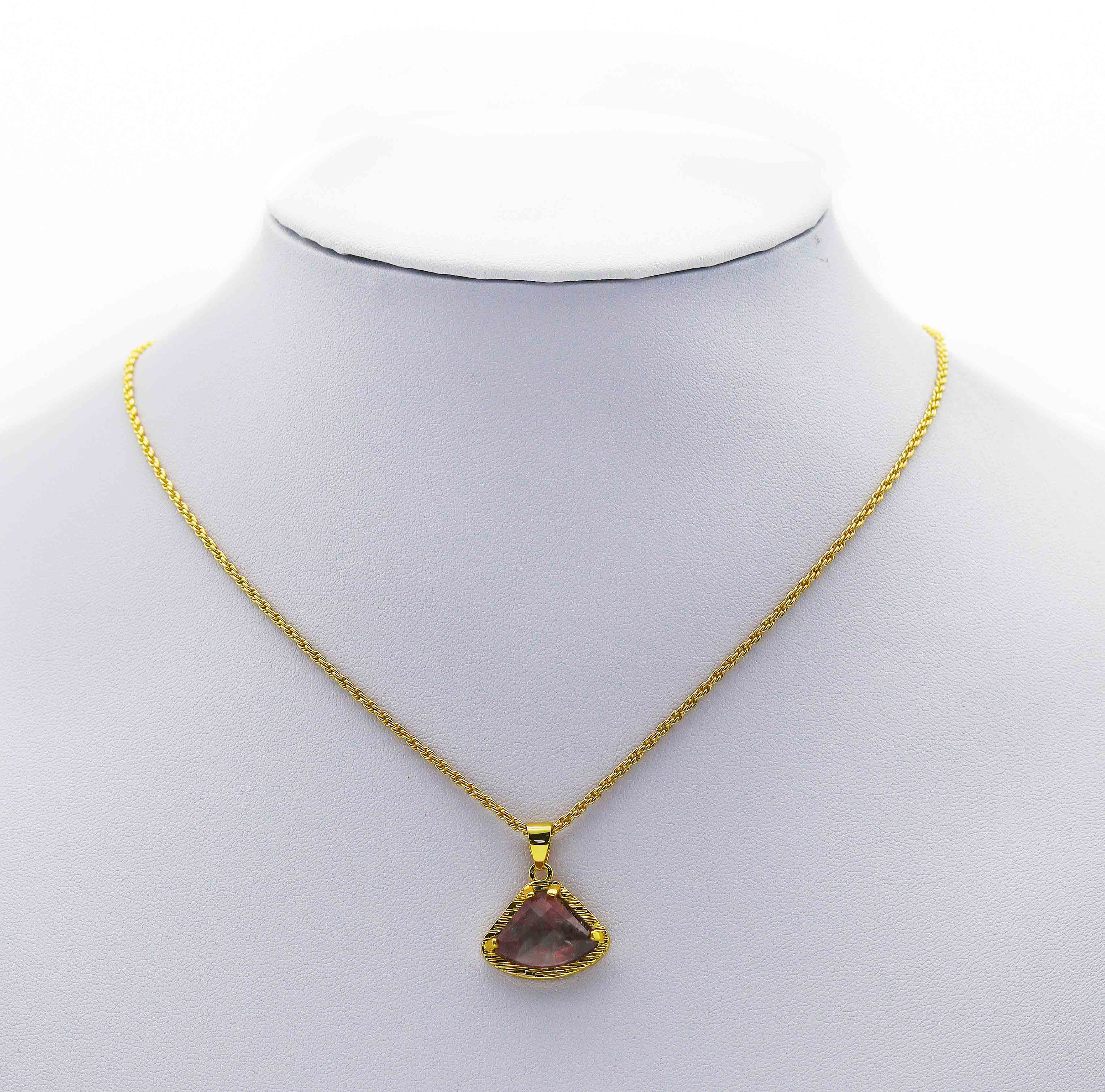 Gemstone Fan shape Charm, Sku#LY10