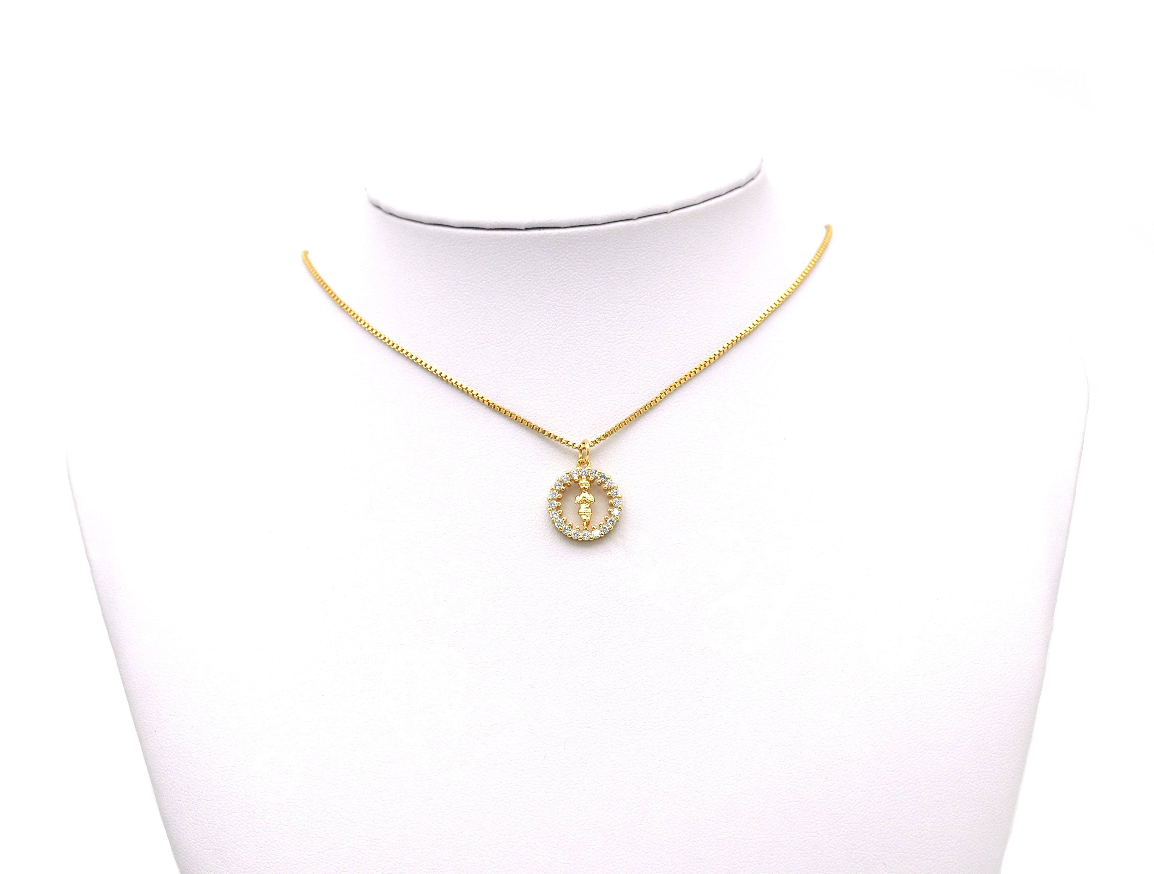 CZ Round Ring with Lady Charm, Sku#JL70