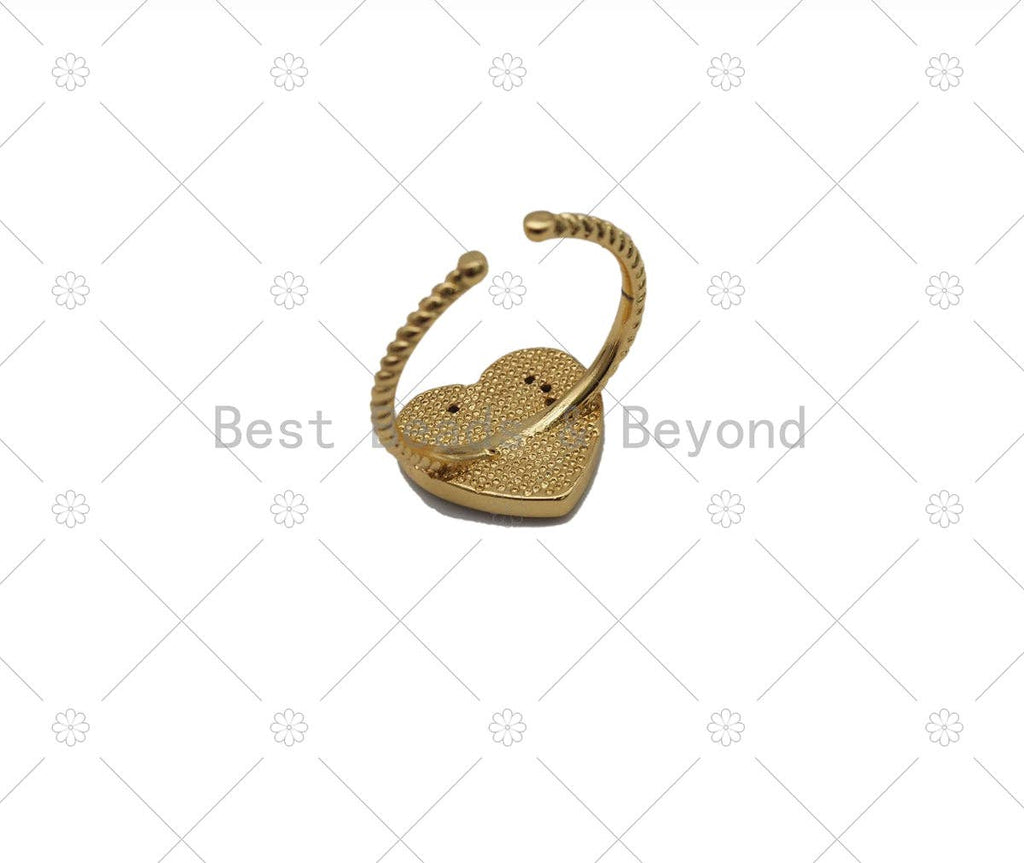 CZ Enamel Heart Adjustable Ring, Sku#JD21