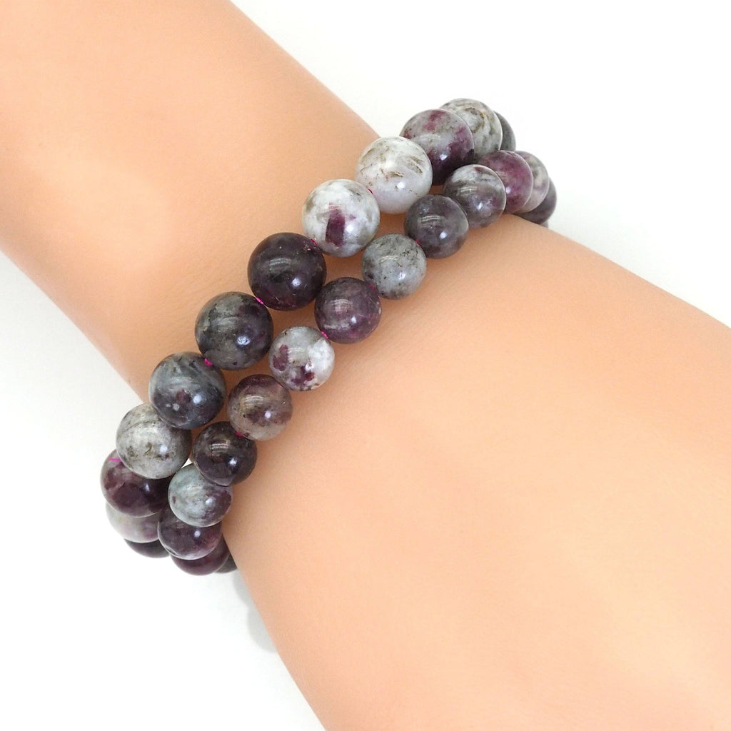 Genuine Pink Tourmaline Round Stretchy Bracelet, Sku#EF412