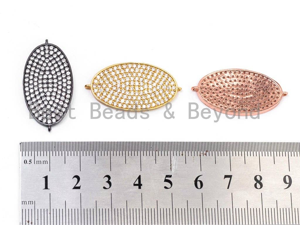 CZ Micro Pave Oval Connector/Link, Cubic Zirconia Pave Bracelet Necklace Connector,17x33mm,sku#E375