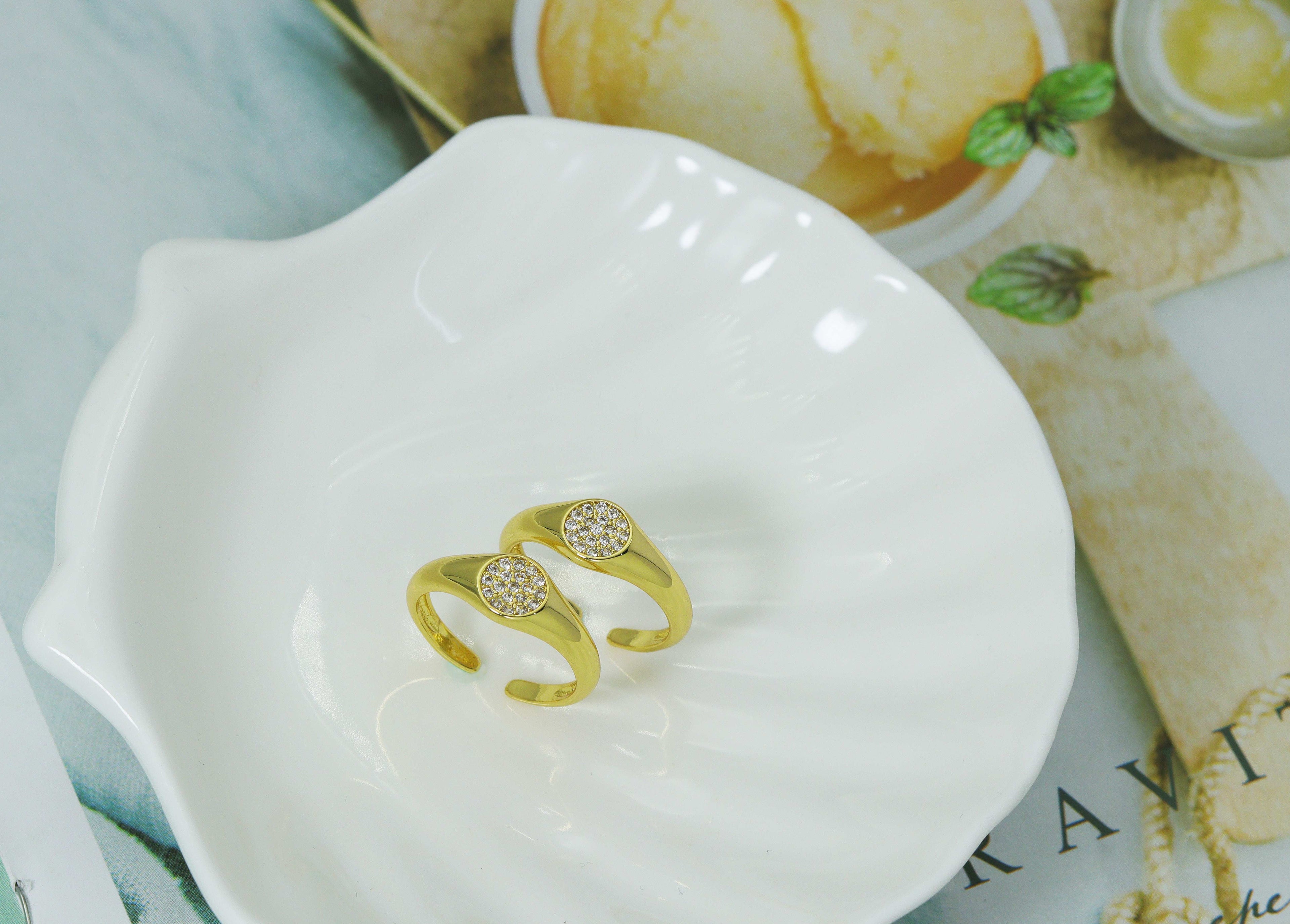 CZ Round Dot Adjustable Ring, Sku#O91
