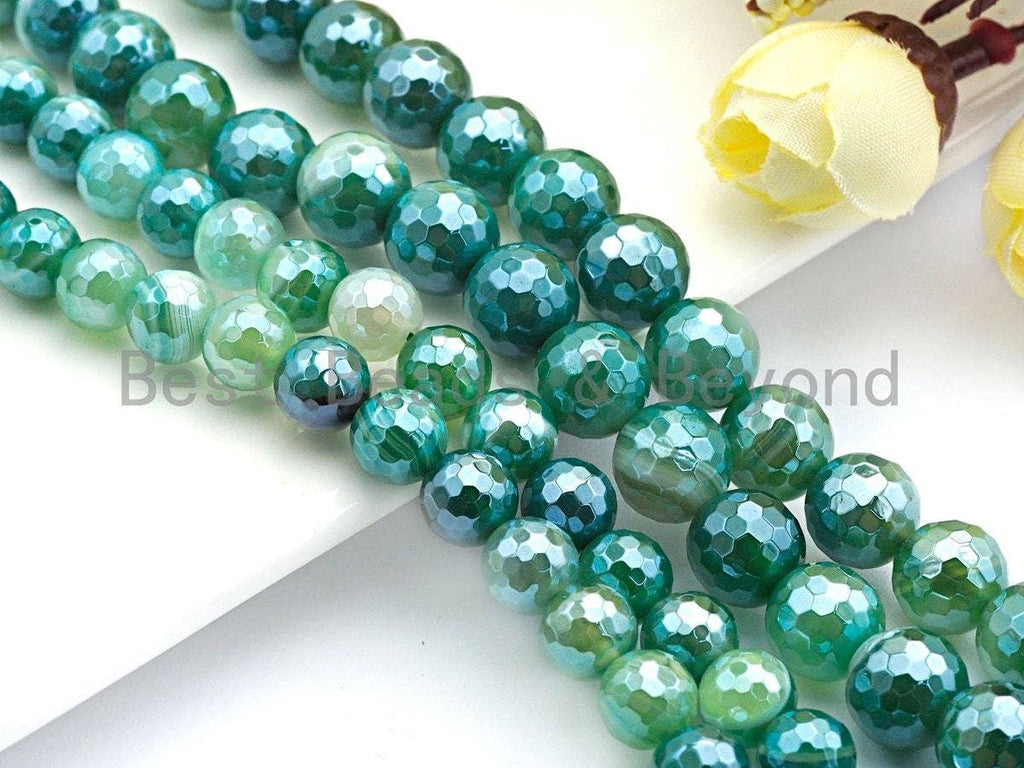 Green Agate Attachment Necklace with Large CZ Pave Silver clasp, 18 long, 8mm/10mm beads size, sku#D45