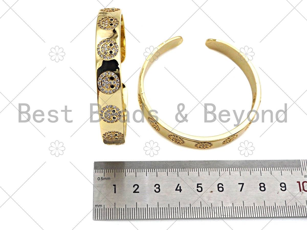 Pave Smiley Face Open Cuff Bracelet, LK353