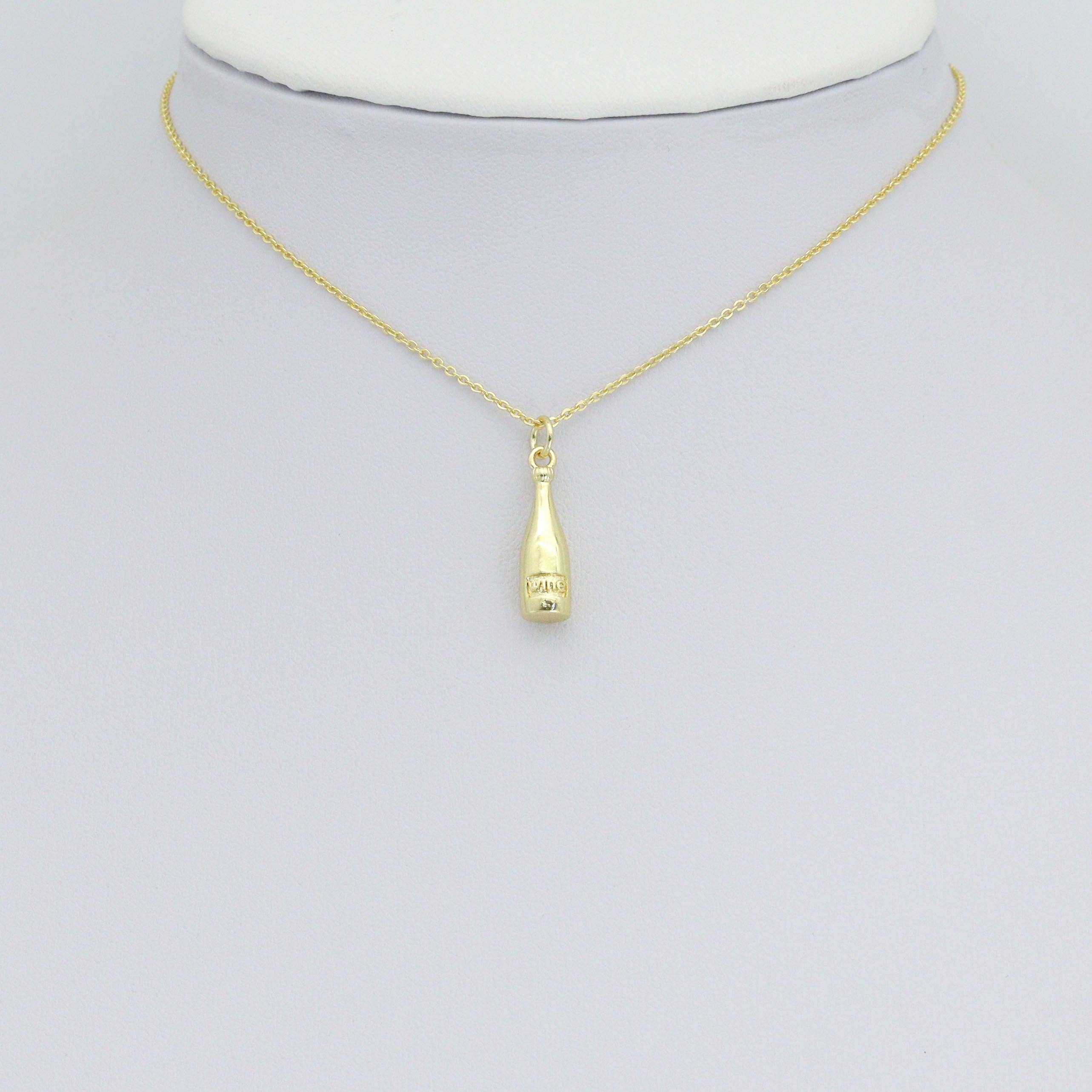 Gold Wine Bottle Charm Pendant, Sku#LK1178