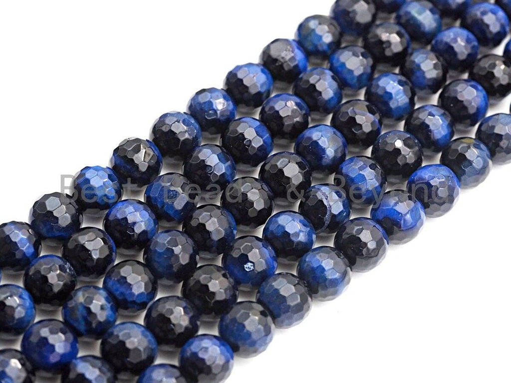 High Quality Natural Tiger Eye Faceted Round Beads, 8mm/10mm/12mm/14mm Round Beads, Blue Tiger Eye Beads, 15inch Full strand, SKU#UA09