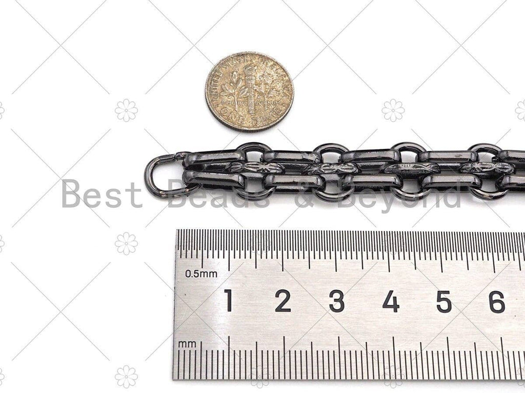 Chaîne Chunky Double Oval Link de Haute Qualité Faite à la Main, 18K Re