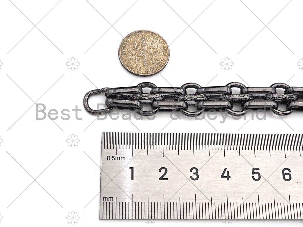 Chaîne Chunky Double Oval Link de Haute Qualité Faite à la Main, 18K Re