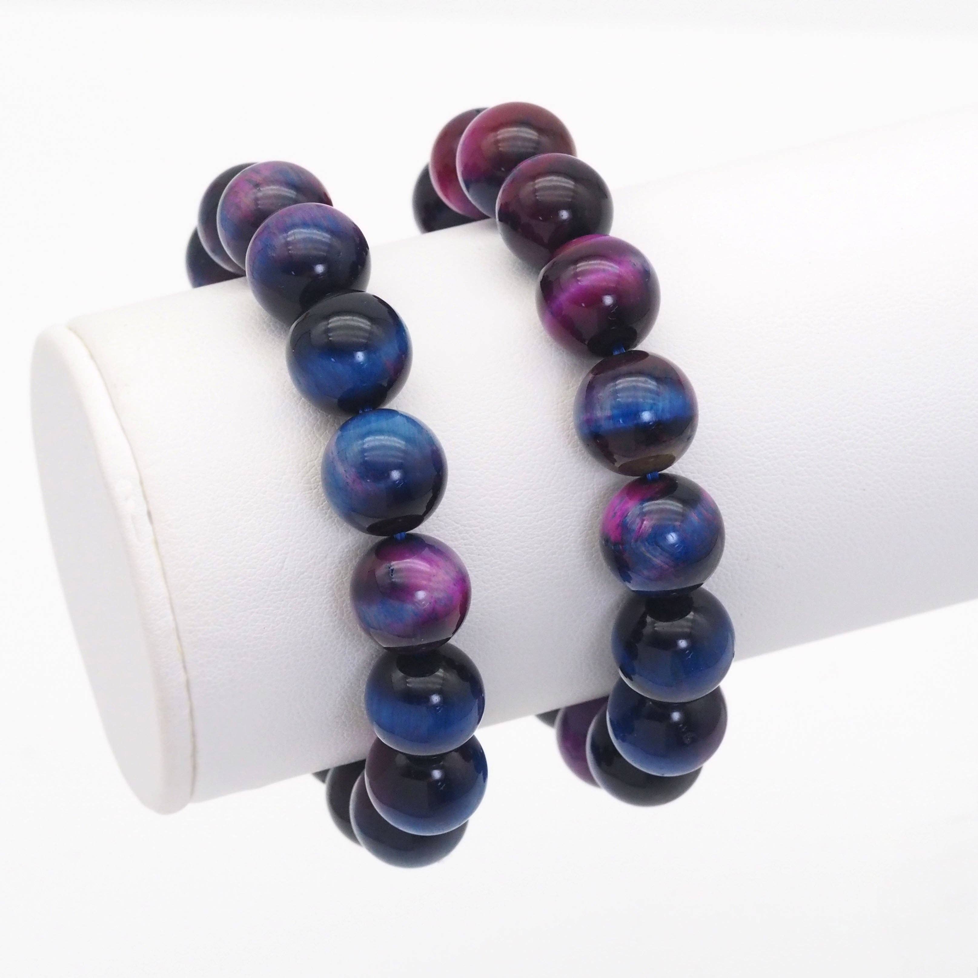 Galaxy Tiger Eye Round Smooth Stretchy Bracelet, Sku#EF439