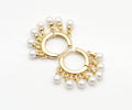 Gold Filled Dangle White Pearl Hoop Earrings, Sku#LD376