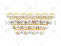 CZ White Enamel Alphabet Adjustable Ring, Sku#O75