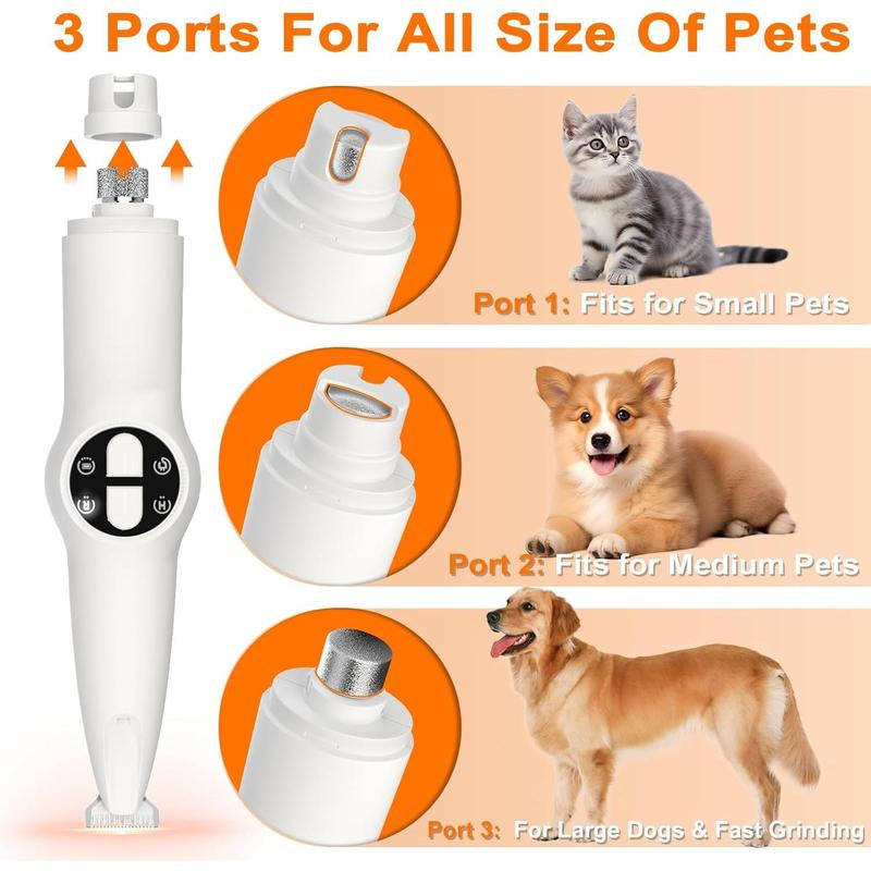 Dog Paw Trimmer with LED Light, Upgraded 2 in 1 Dog Grooming Kit, Cordless Pet Nail Trimmers Grinder with 3 Ports for Small Medium Large Dogs, Pet Micro Precision Electric Trimmer for Paws Eyes Ears,Cat and Dog Beauty Kit