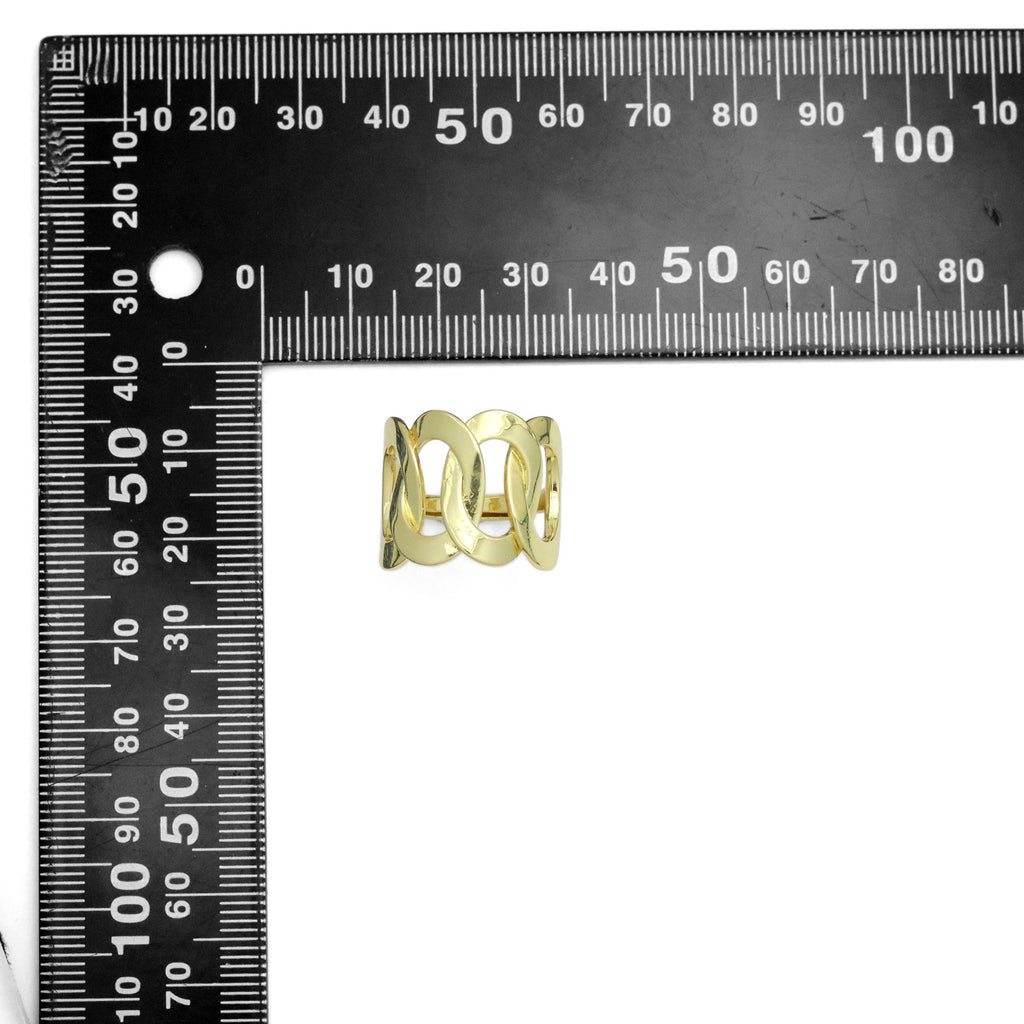 Gold Silver Wide Oval Link Adjustable Ring, Sku#A308