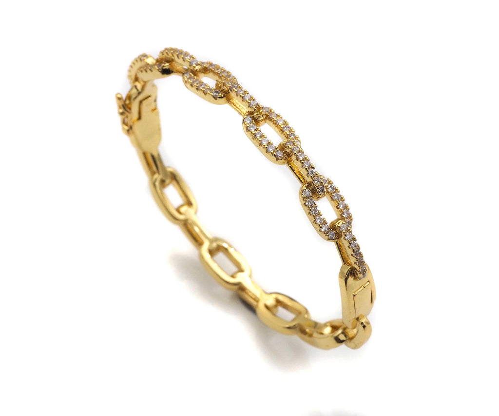CZ Pave PaperClip Chain Link  Bracelet, LK102