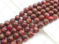 Gold Clinquant Beads, 4mm/6mm/ 8mm/10mm/12mm, Cloisonne Red Color, 15.5" Full Strand Wholesale Gemstones,sku#U952