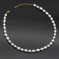 Gold Spacer Pearl necklace, Sku#EF342
