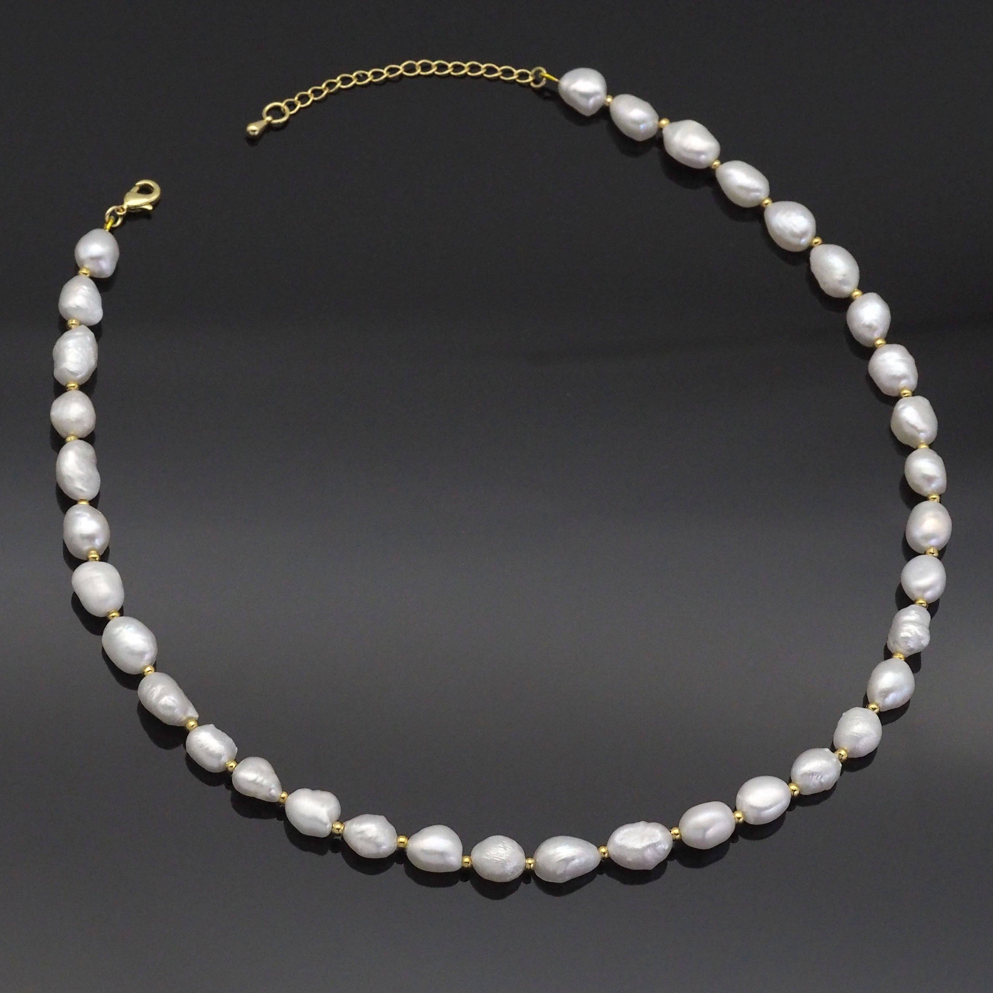 Gold Spacer Pearl necklace, Sku#EF342