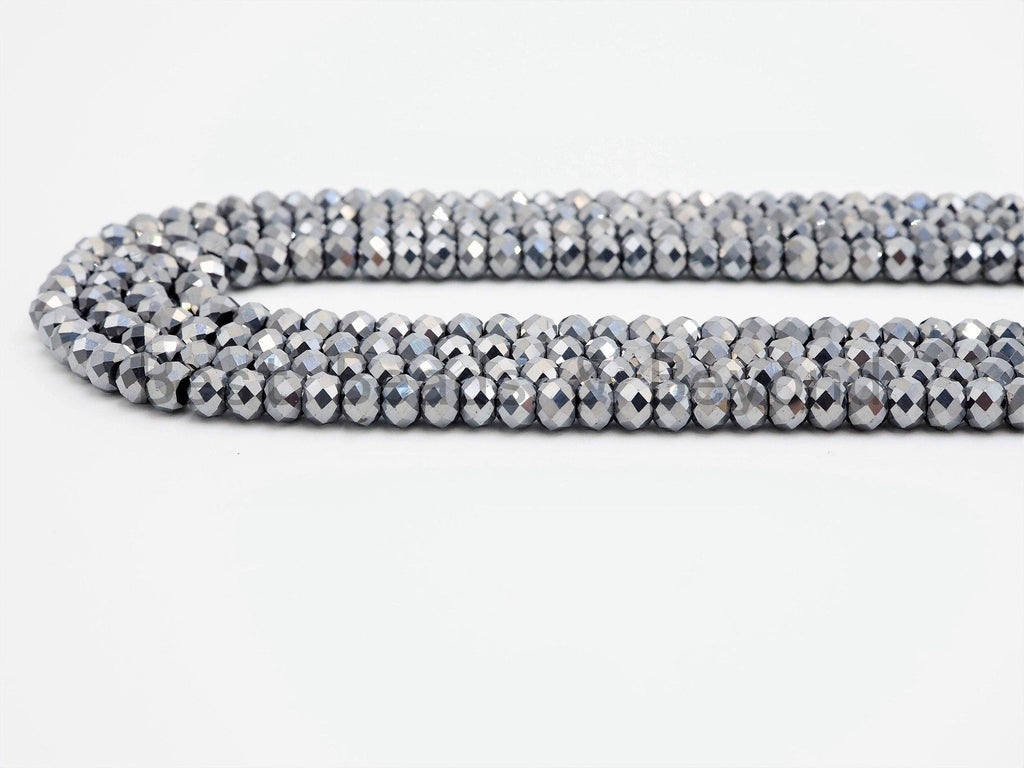 Quality Gray Rondelle Tera Hertz Beads,1x2/3x4/3x5/5x8mm Rondelle Faceted Beads, Bright Gray Beads,15inch strand,SKU#U376