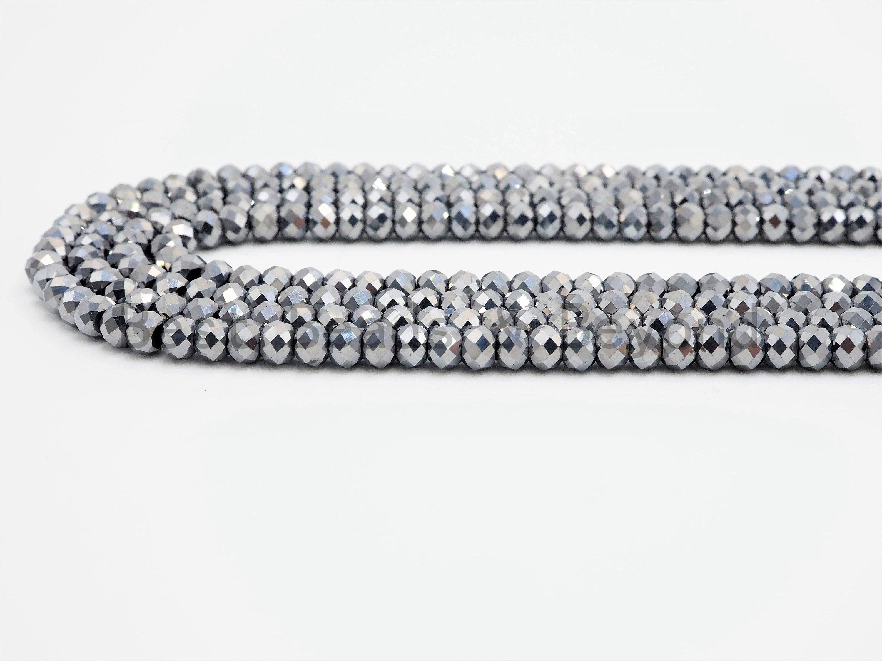 Quality Gray Rondelle Tera Hertz Beads,1x2/3x4/3x5/5x8mm Rondelle Faceted Beads, Bright Gray Beads,15inch strand,SKU#U376