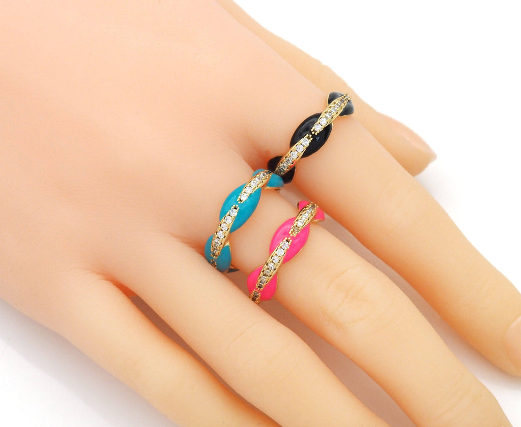 Enamel Gold G Link Adjustable Ring, Sku#JL157
