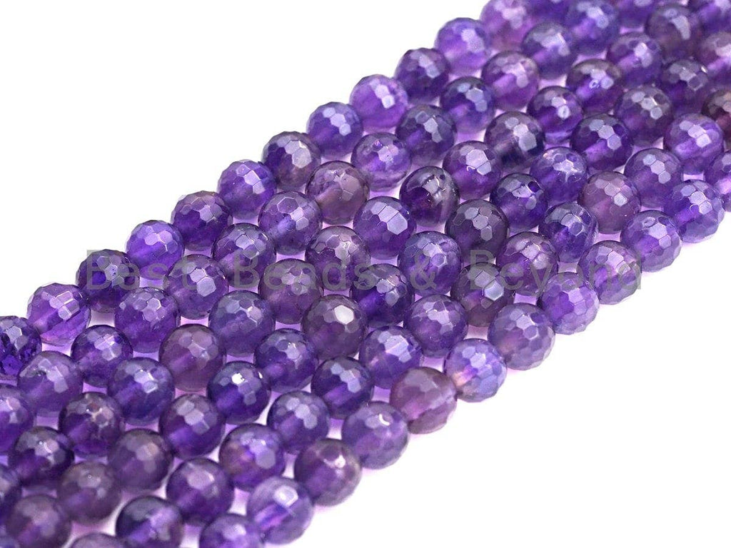 High Quality Natural Amethyst Round Faceted Beads, 4mm/6mm/8mm/10mm/12mm Amethyst Beads, 15.5" Full Strand, sku#U726