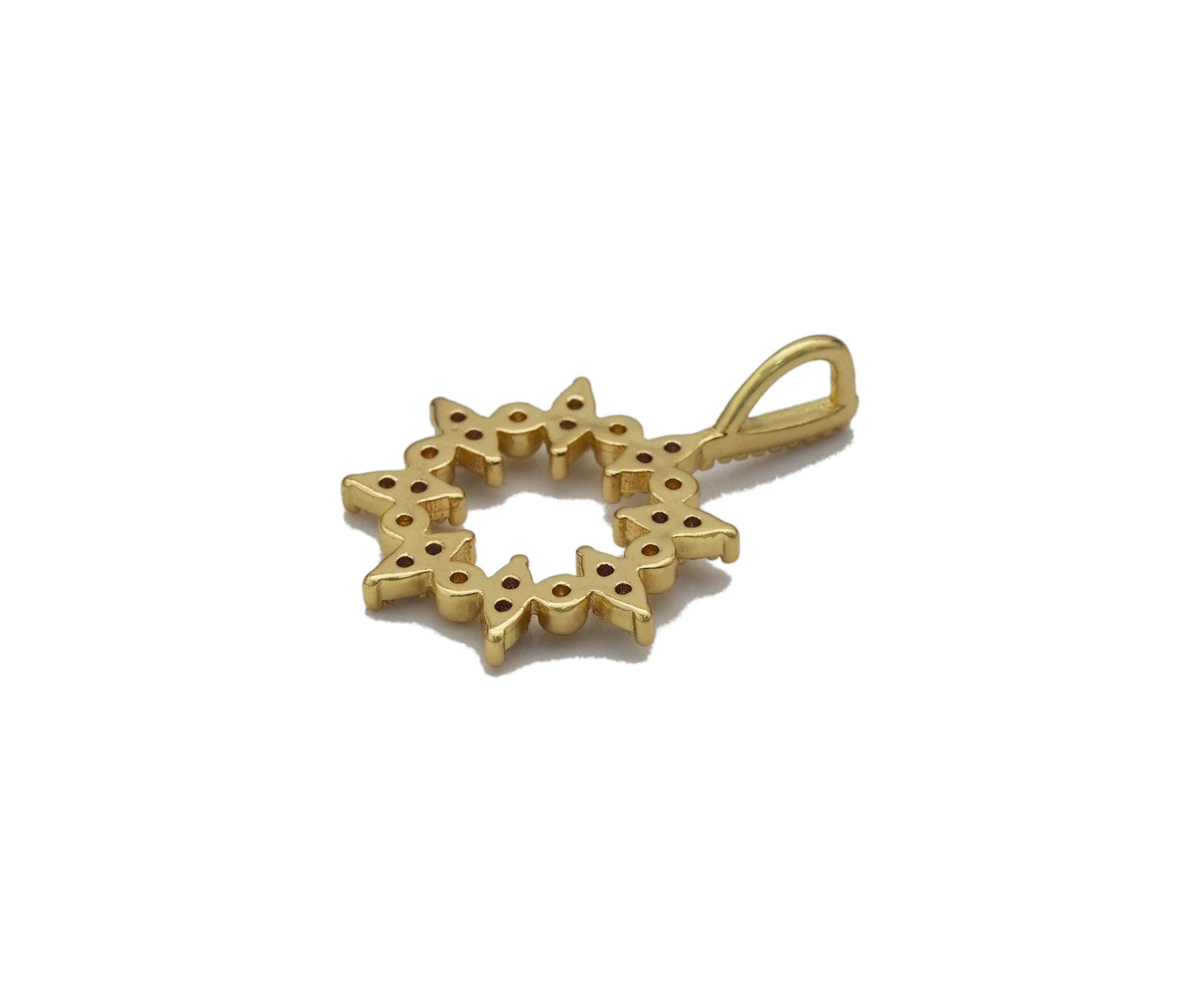 CZ Gold Spike Round Ring Charm, Sku#LK765