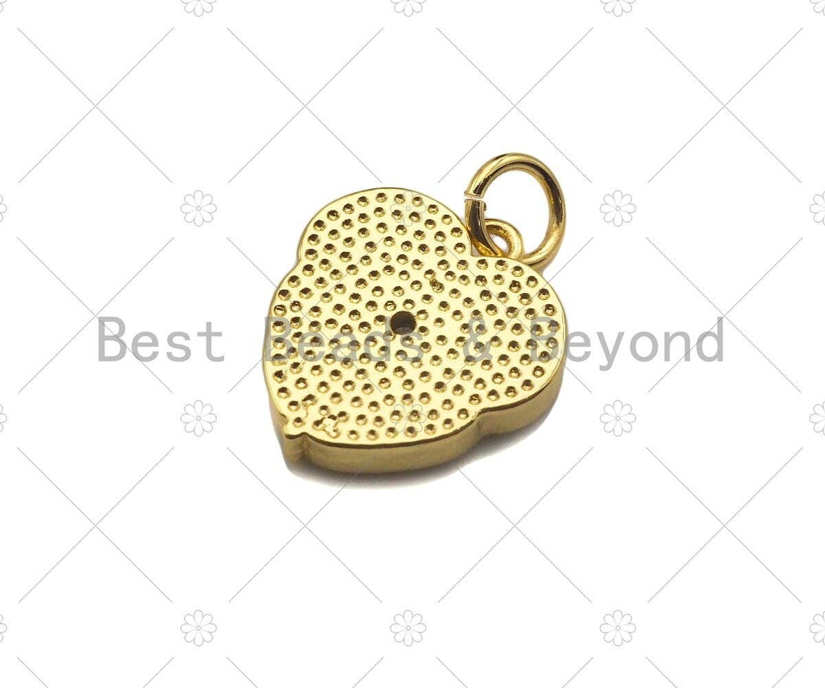 Gold Filled Cobalt Enamel Heart Shape Pendant,CZ Micro Pave 18K Gold Filled Enamel Charm, Enamel Jewelry, 13x14mm, Sku#Z1335