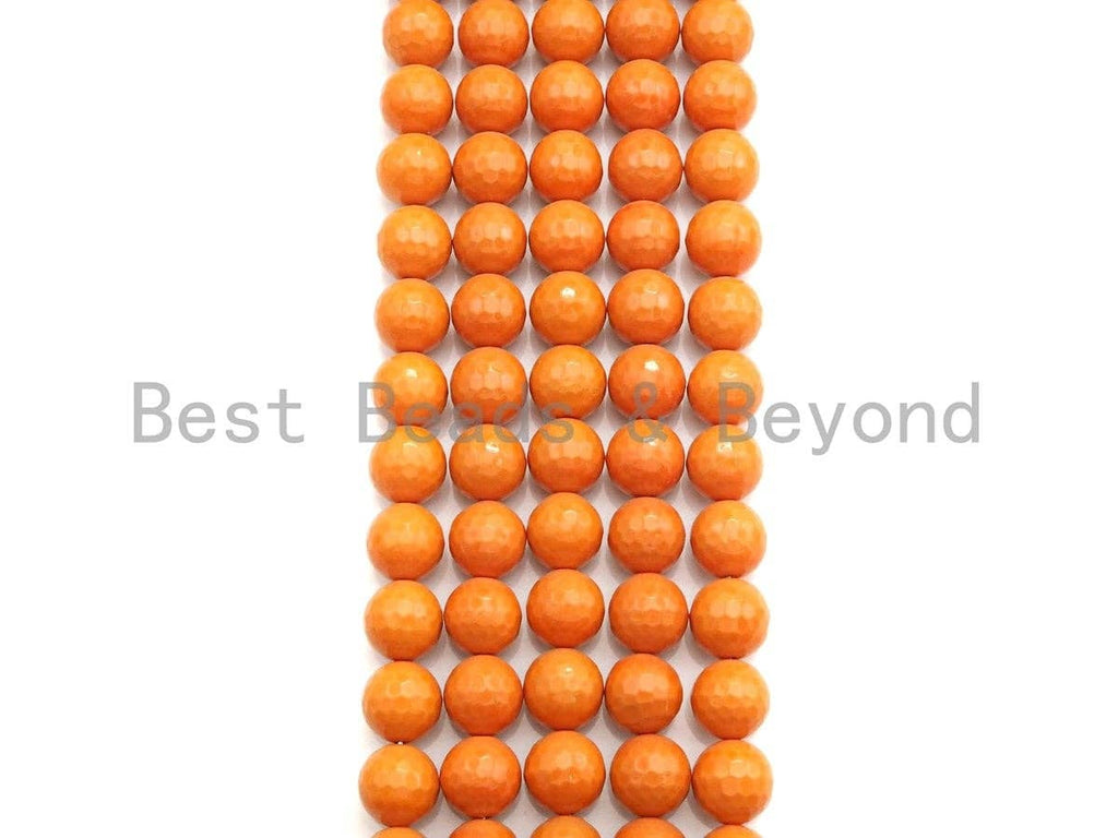 Natural Mother of Pearl Yellow Orange Round Faceted beads, 6mm/8mm/10mm/12mm MOP Beads, 15.5inch strand, SKU#T139