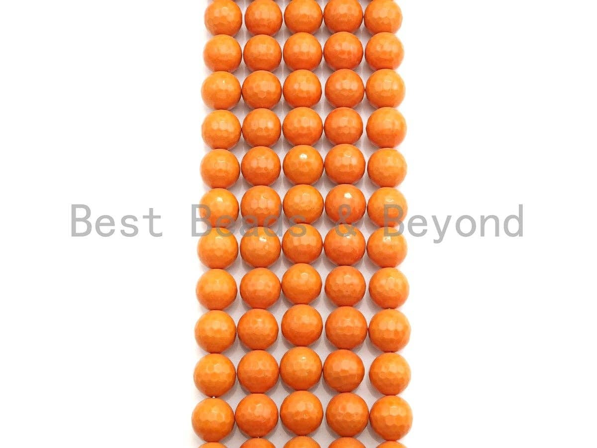 Natural Mother of Pearl Yellow Orange Round Faceted beads, 6mm/8mm/10mm/12mm MOP Beads, 15.5inch strand, SKU#T139
