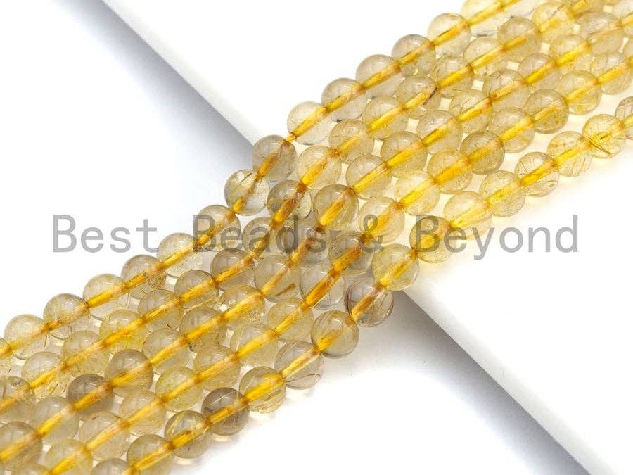 High Quality Rutilated Quartz, Natural Rutilated Quartz, Yellow gemstone stone, 6mm, sku#U481