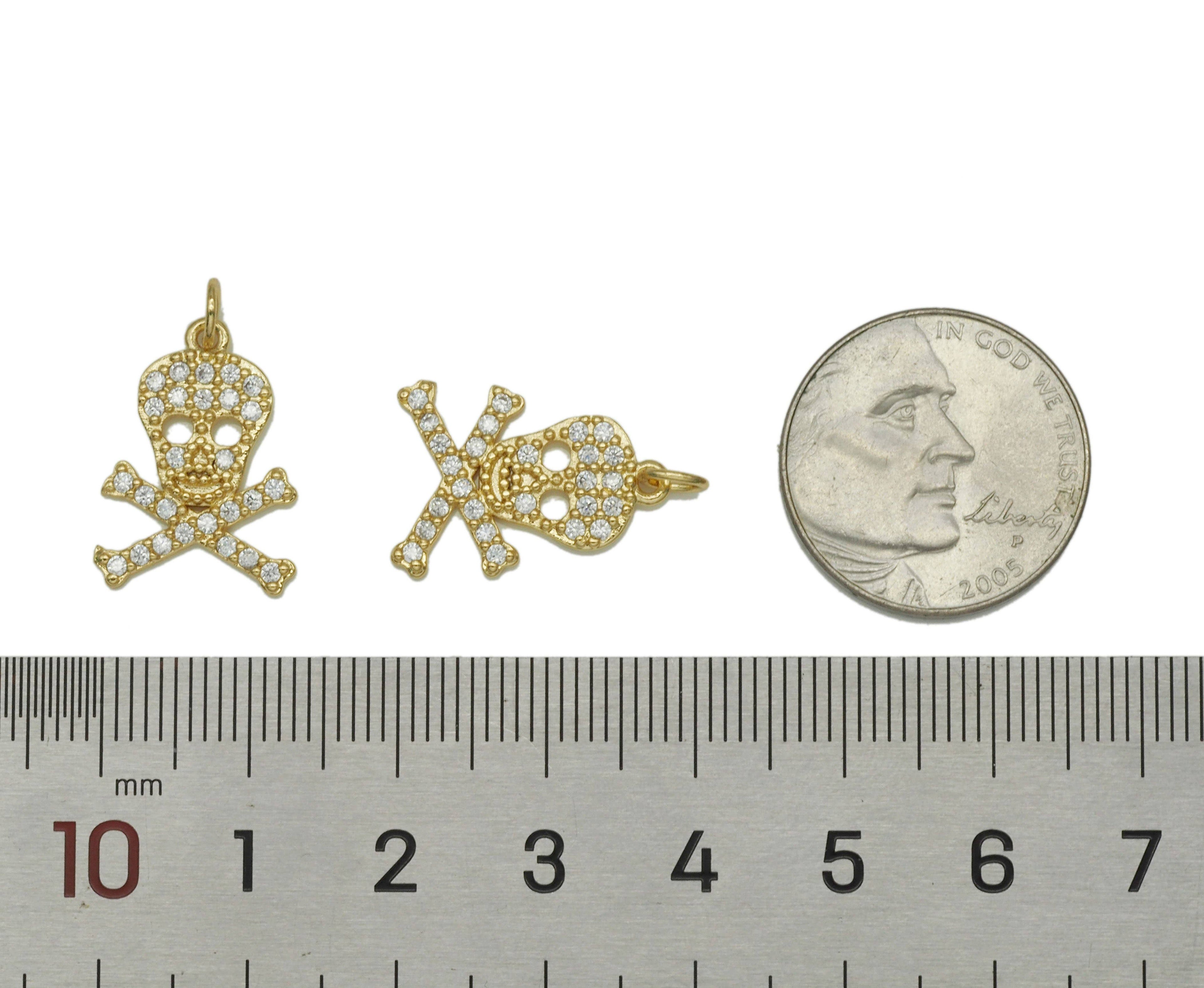 CZ Skull Pendant, Sku#Z1427