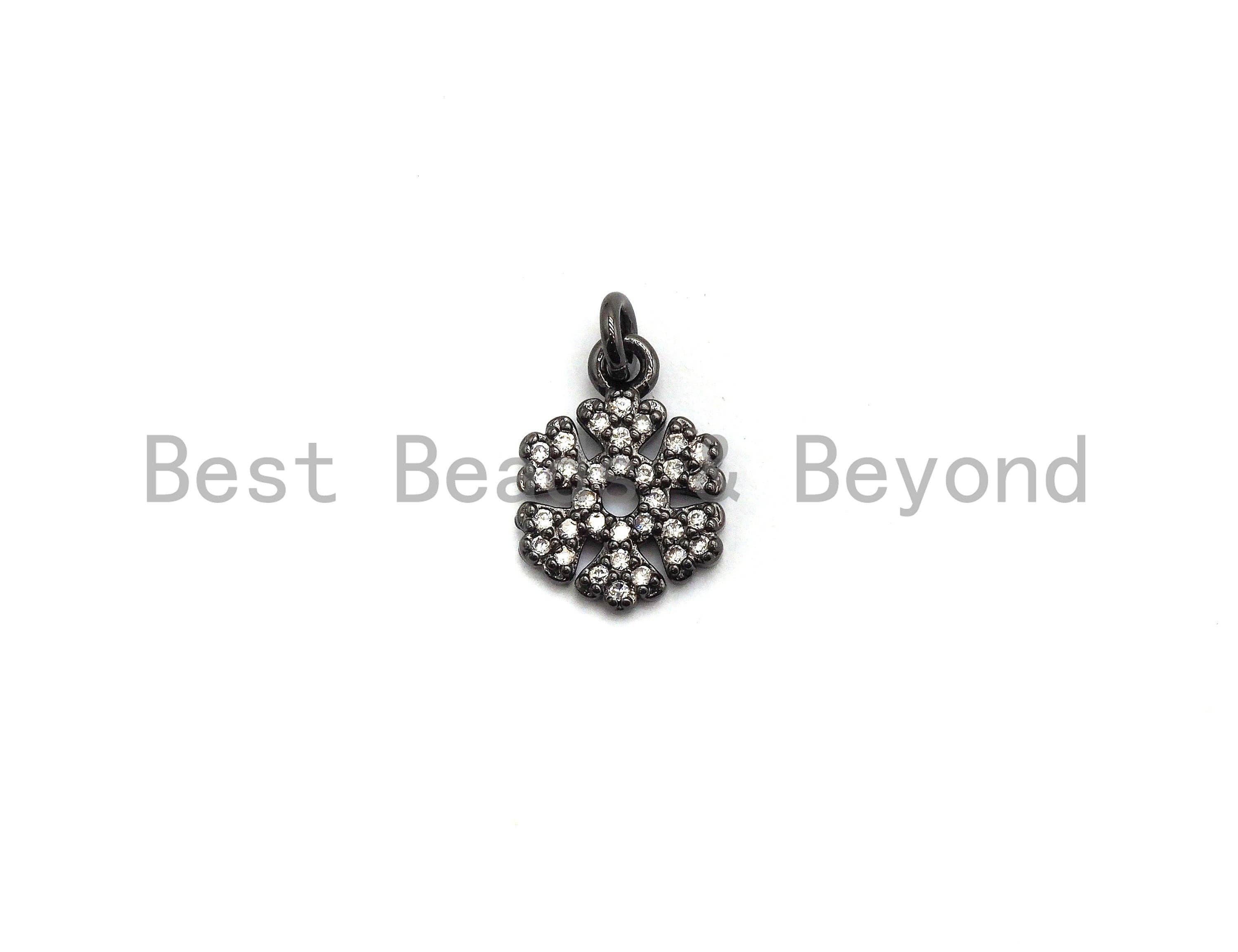 CZ Micro Pave Snowflake Pendant/Charm, Cubic Zirconia Pendant, 10x13mm,sku#F649