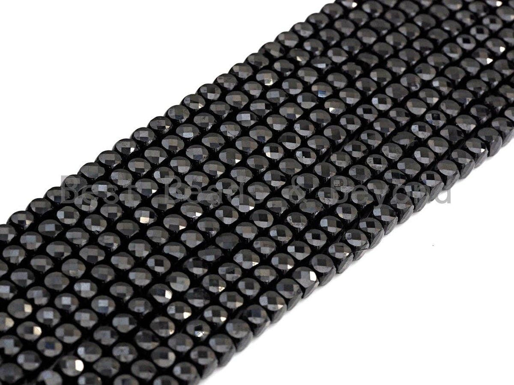 High Quality Black Spinel Cube Beads, 4mm Black Spinel Facted Cube Beads, 16" Full strand, sku#U780
