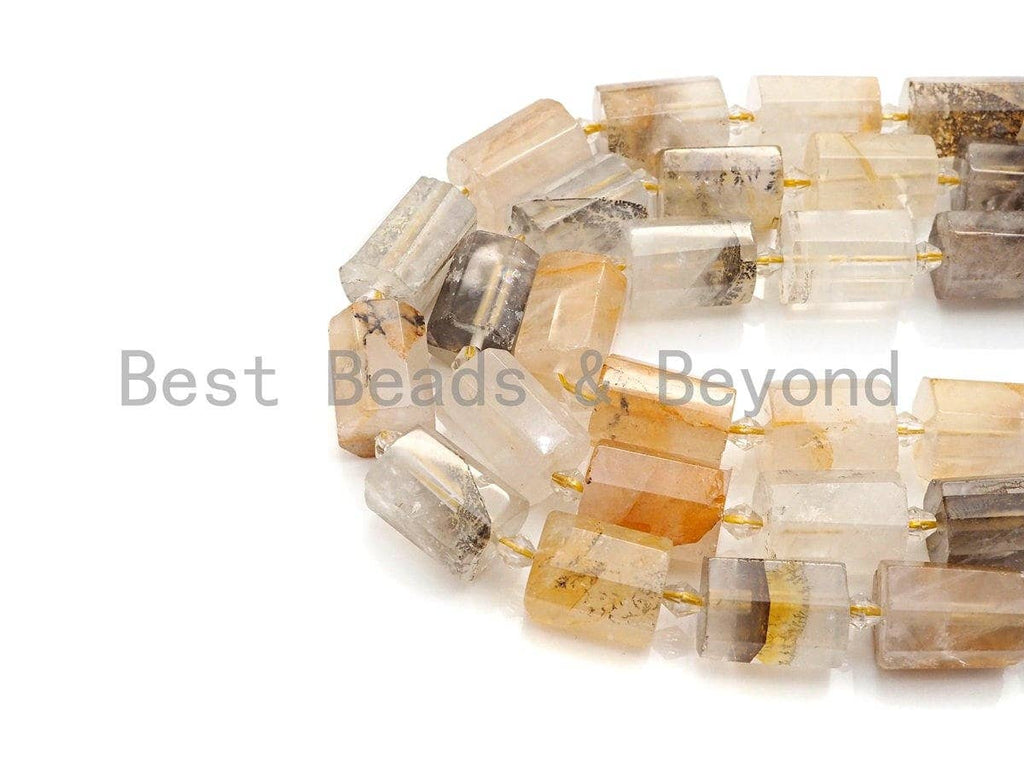 High Quality Natural Picture Quartz Cylinder Facted Beads, Natural Quartz beads, 12x18mm, sku#U666