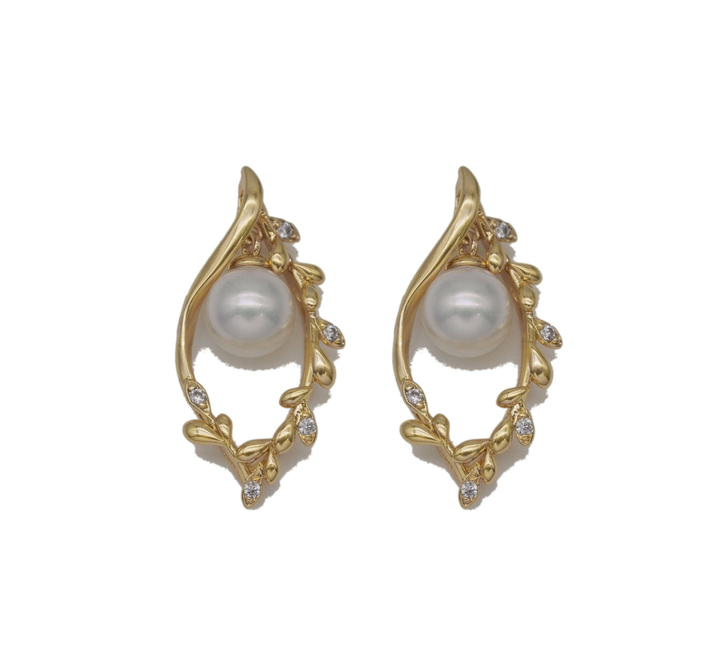 Gold CZ Pearl Evil Eye Charm, Sku#ZX101