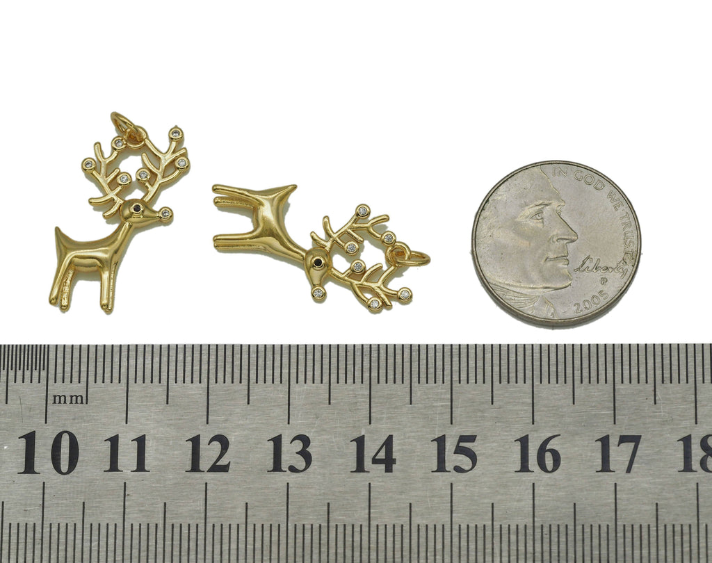 CZ Christmas Reindeer Charm, Sku#F1486