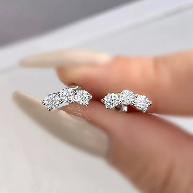 3mm Moissanite Diamond Stud Earrings 925 Sterling Silver 18K White Gold Plated