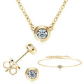 3mm Moissanite Jewelry Set 925 Sterling Silver Necklace Bracelet Stud Earrings