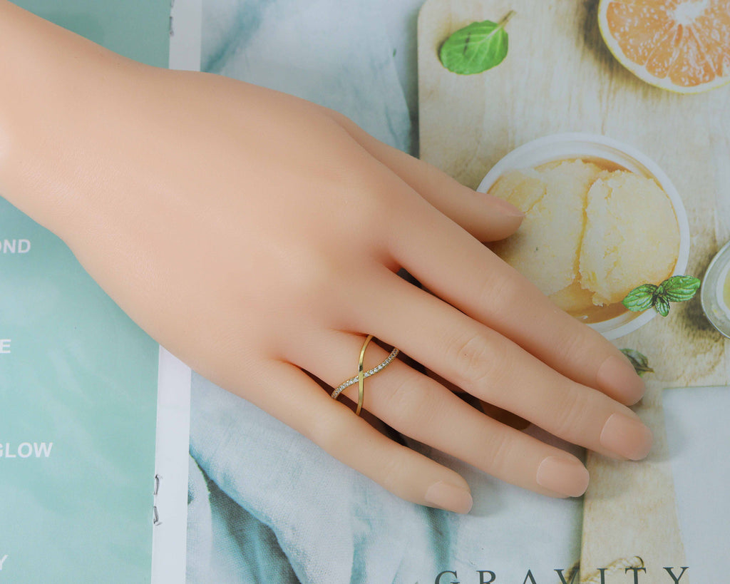 CZ Infinity Cross Adjustable Ring, Sku#LD210