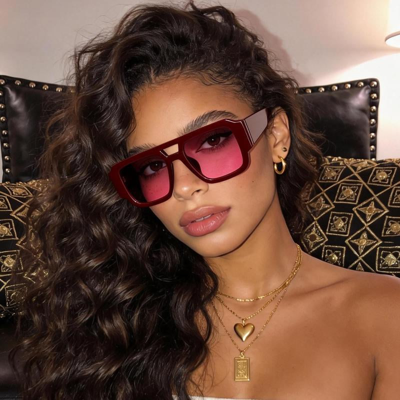 Retro Pilot Sunglasses for Men Women Double Bridge Aviation Square Sunglasses 70S Fashion Classic Sun Glasses Vintage Shades UV400 Protection