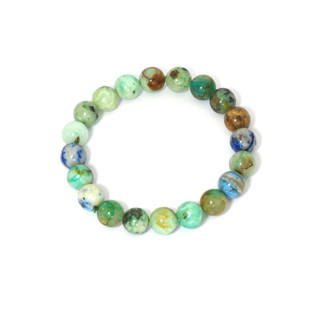 Genuine Round Smooth Chrysocolla Stretchy Bracelet, 8mm/10mm, Sku#EF272