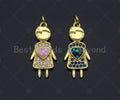 Girl With Pink Heart Pendant/Charm, Abalone Mother-of-pearl, SKU#LK66